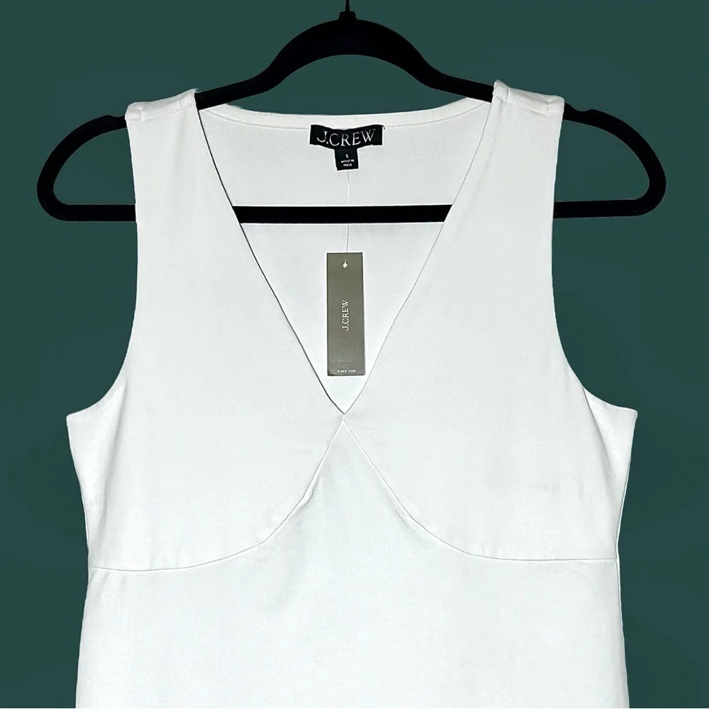 NWT J. Crew White Stretch Cotton-Blend V-Neck Top, Sizes S & M - Picture 6 of 12